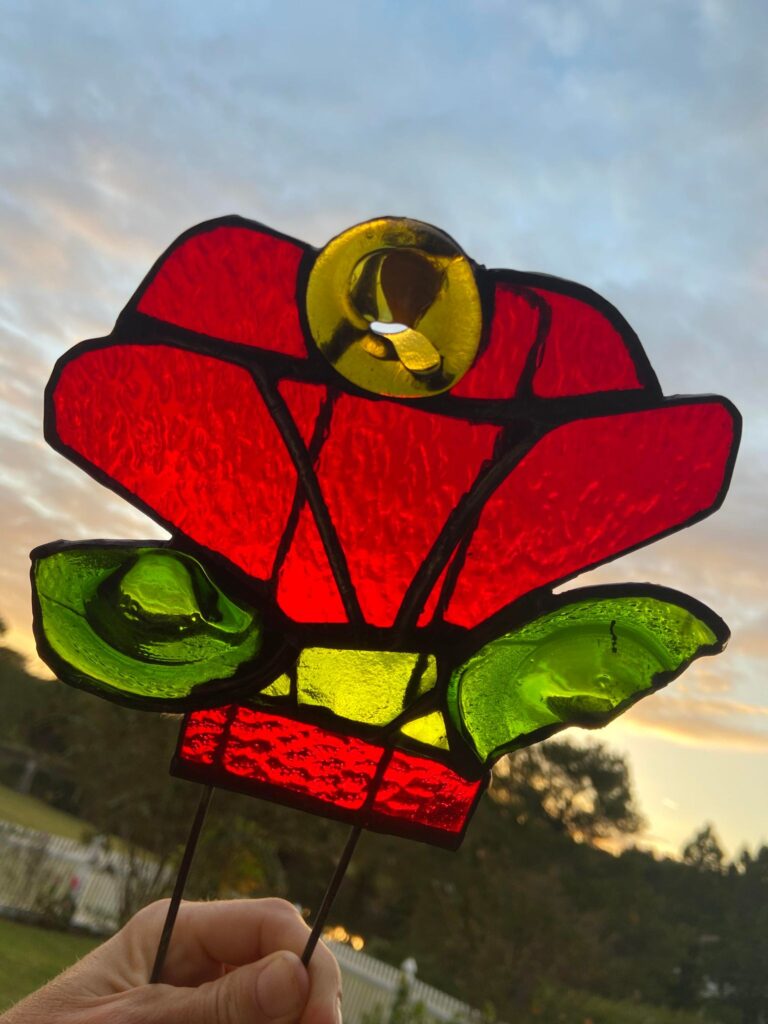 Stained Glass Rose-Red