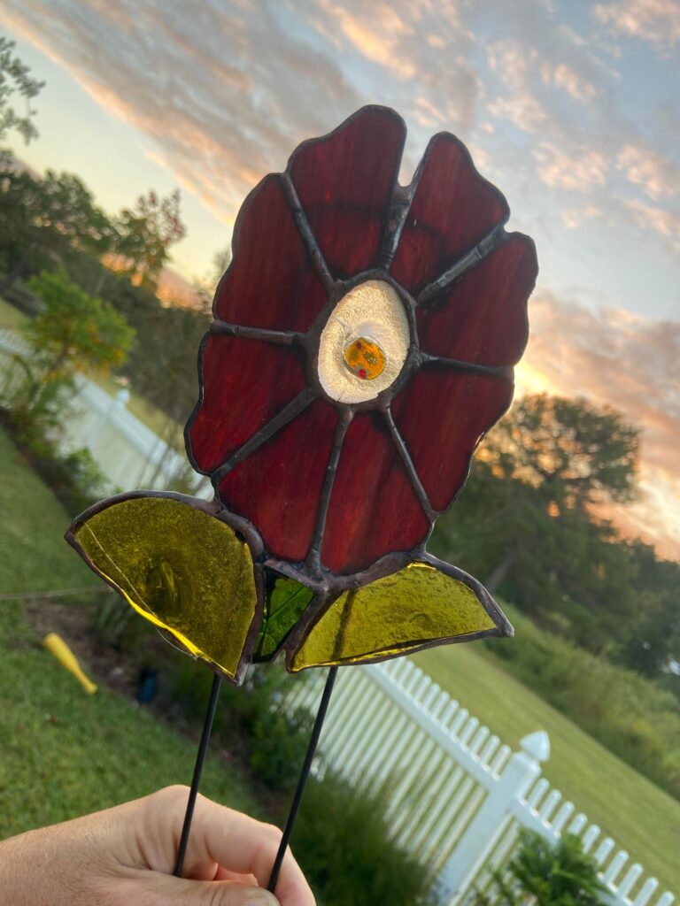 Stained Glass Flower-Red