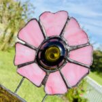 Pink Stained Glass Flower Plant Marker