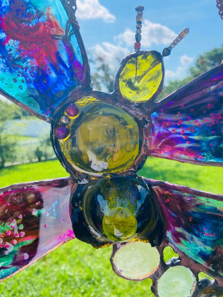 Upcycled Stained Glass Dragonfly