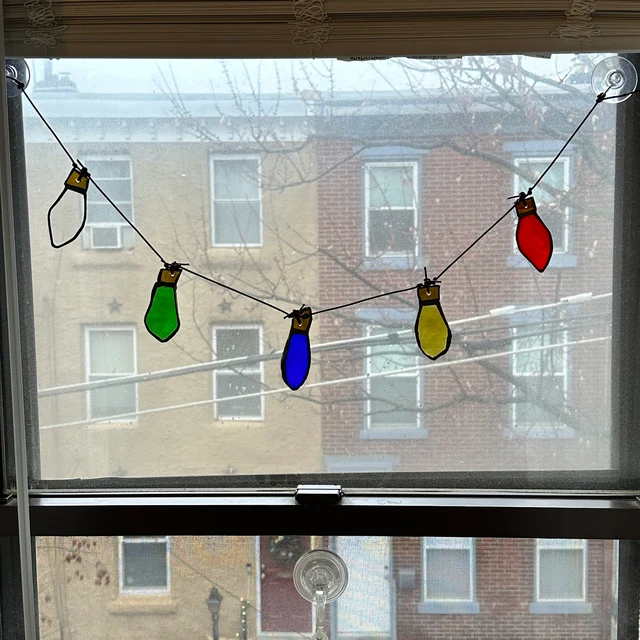 Upcycled Stained Glass Christmas Lights