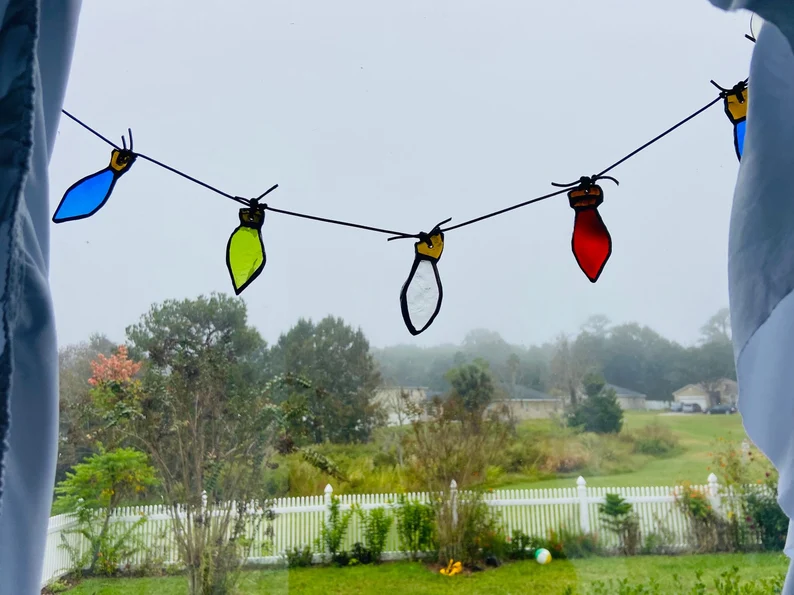 Stained Glass Upcycled Christmas Lights